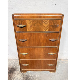 Art Deco Waterfall Wood 4-Drawer Dresser
