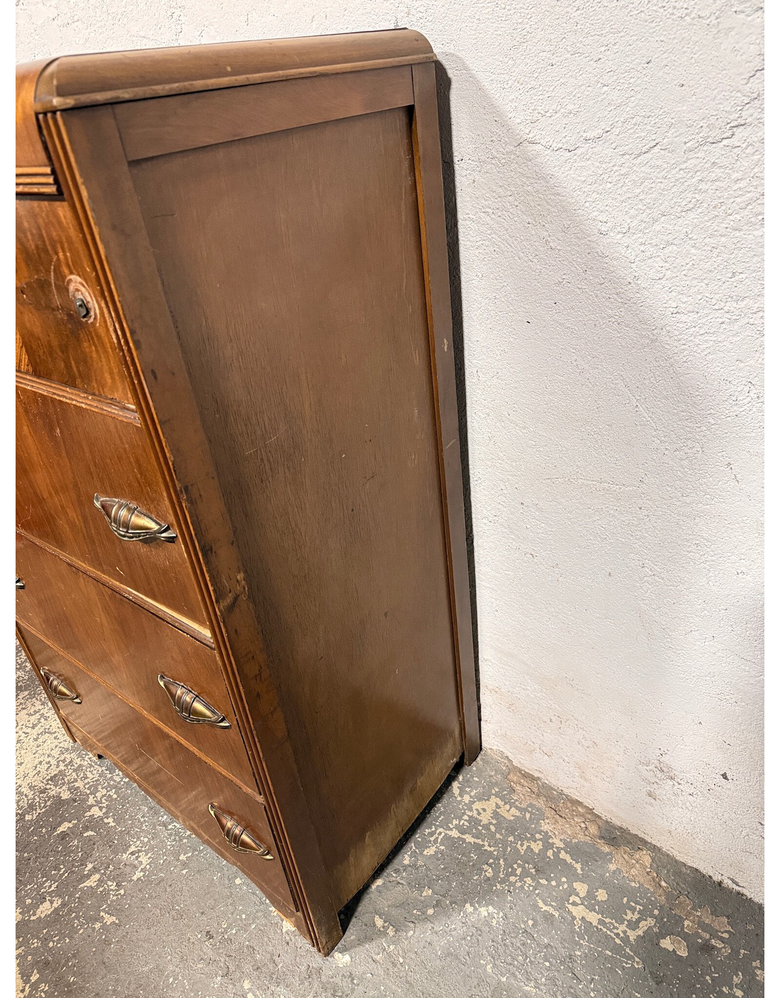 Art Deco Waterfall Wood 4-Drawer Dresser