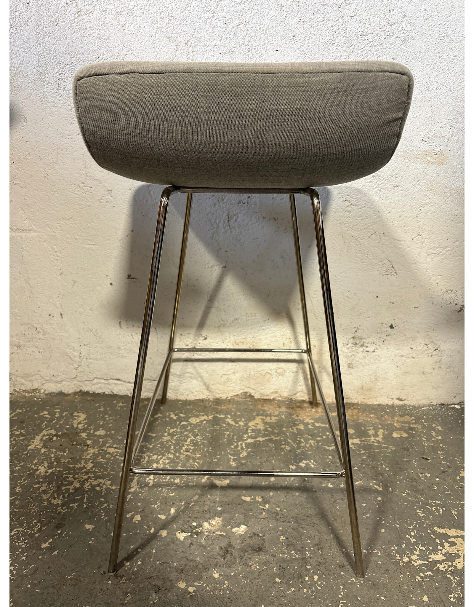 Gray Upholstered Stool