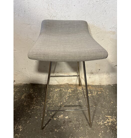 Gray Upholstered Stool