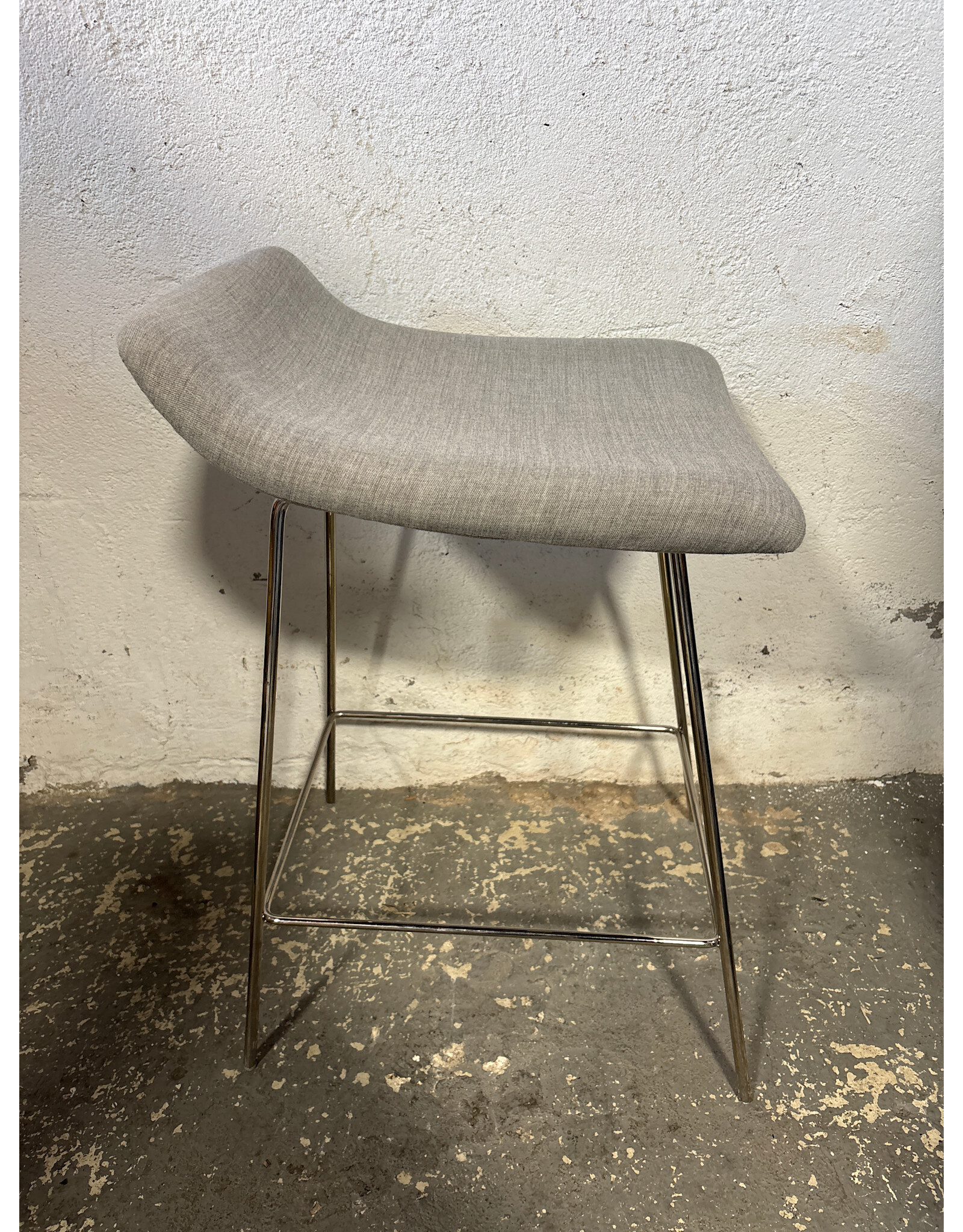 Gray Upholstered Stool
