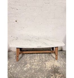 MCM Style Faux Marble & Wood Coffee Table