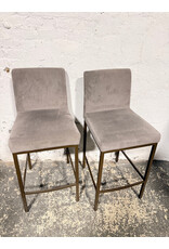 Grey Velvet Counter Stool