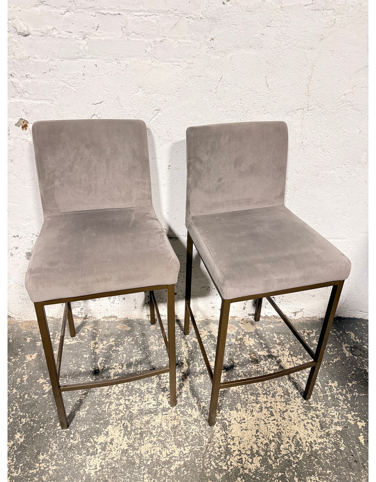 Grey Velvet Counter Stool