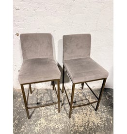 Grey Velvet Counter Stool