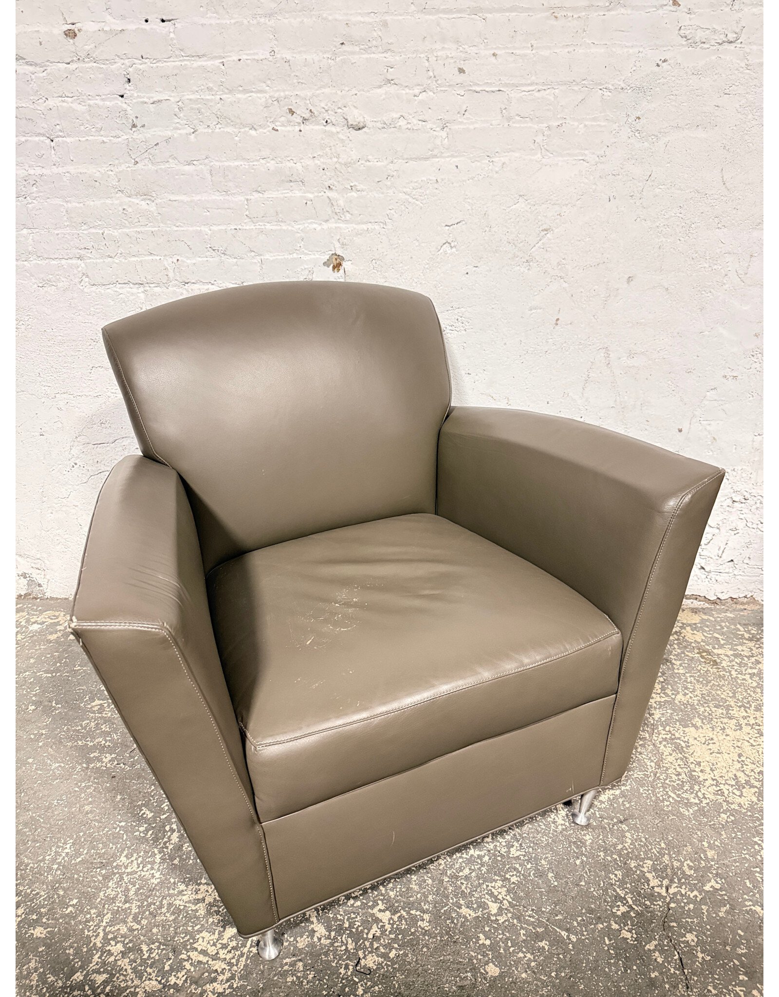 Grey Leather Club Chair
