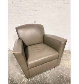 Grey Leather Club Chair