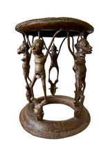 Figural Bronze Benin African Stool
