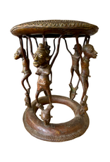 Figural Bronze Benin African Stool