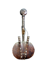 Vintage African String Instrument made of gourd, wood, shell, skin