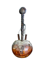 Vintage African String Instrument made of gourd, wood, shell, skin