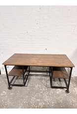 Modern Writing Desk with Casters, Rustic Finish