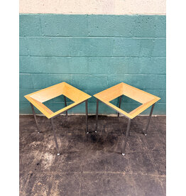 Wooden Top, Metal Legs Side Table