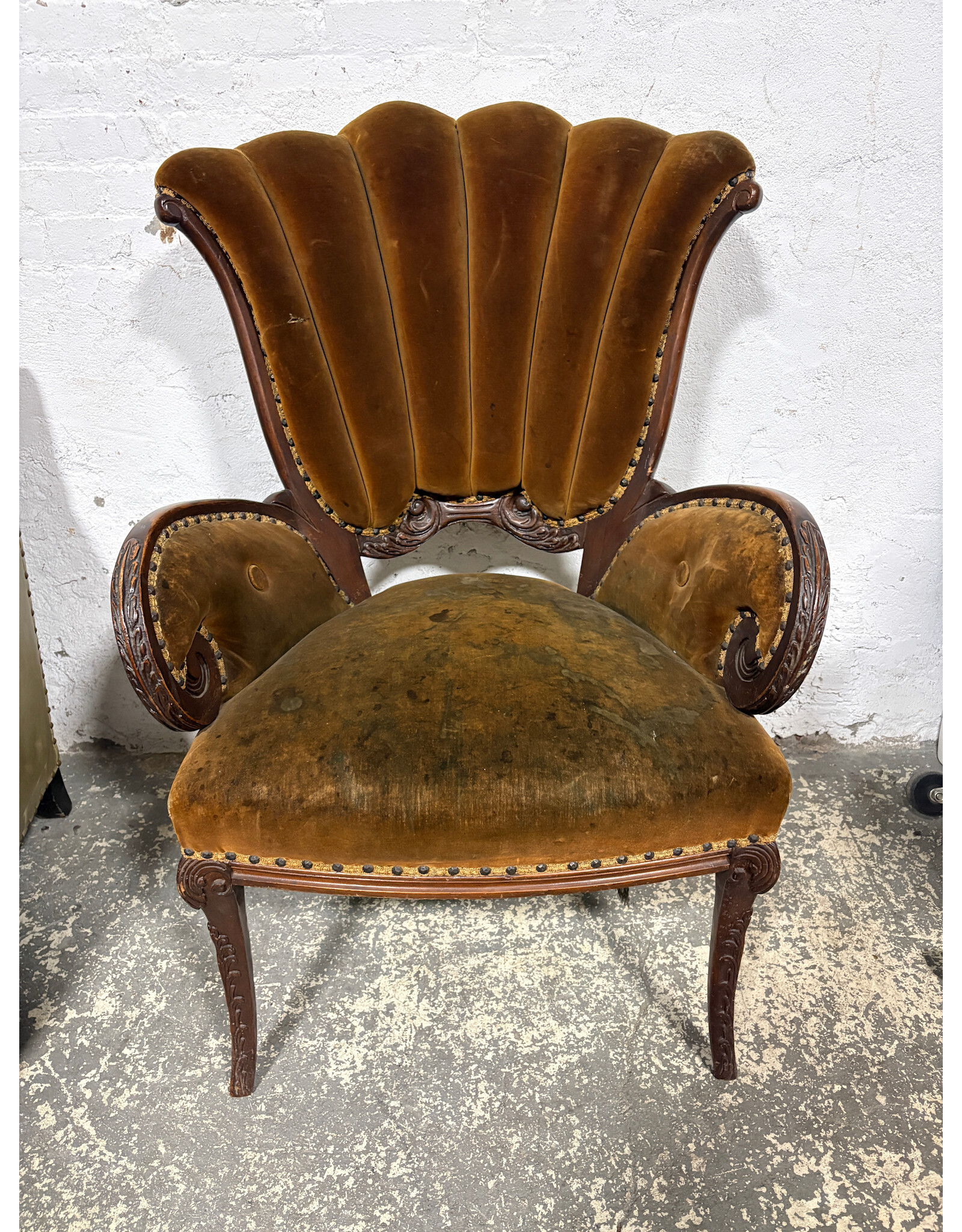Antique Victorian Velvet Armchair