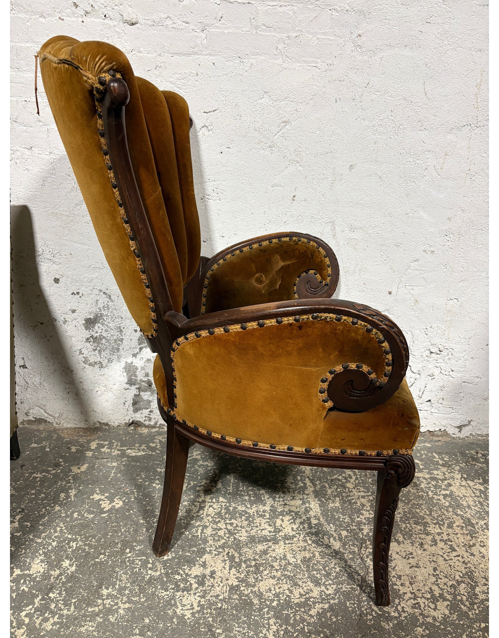 Antique Victorian Velvet Armchair