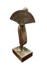 Dancer With Fan, Bronze and Marble Statue, After Alexandre Kelety