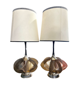 Pair of Paul Secon Style Table Lamps with Matching Shades