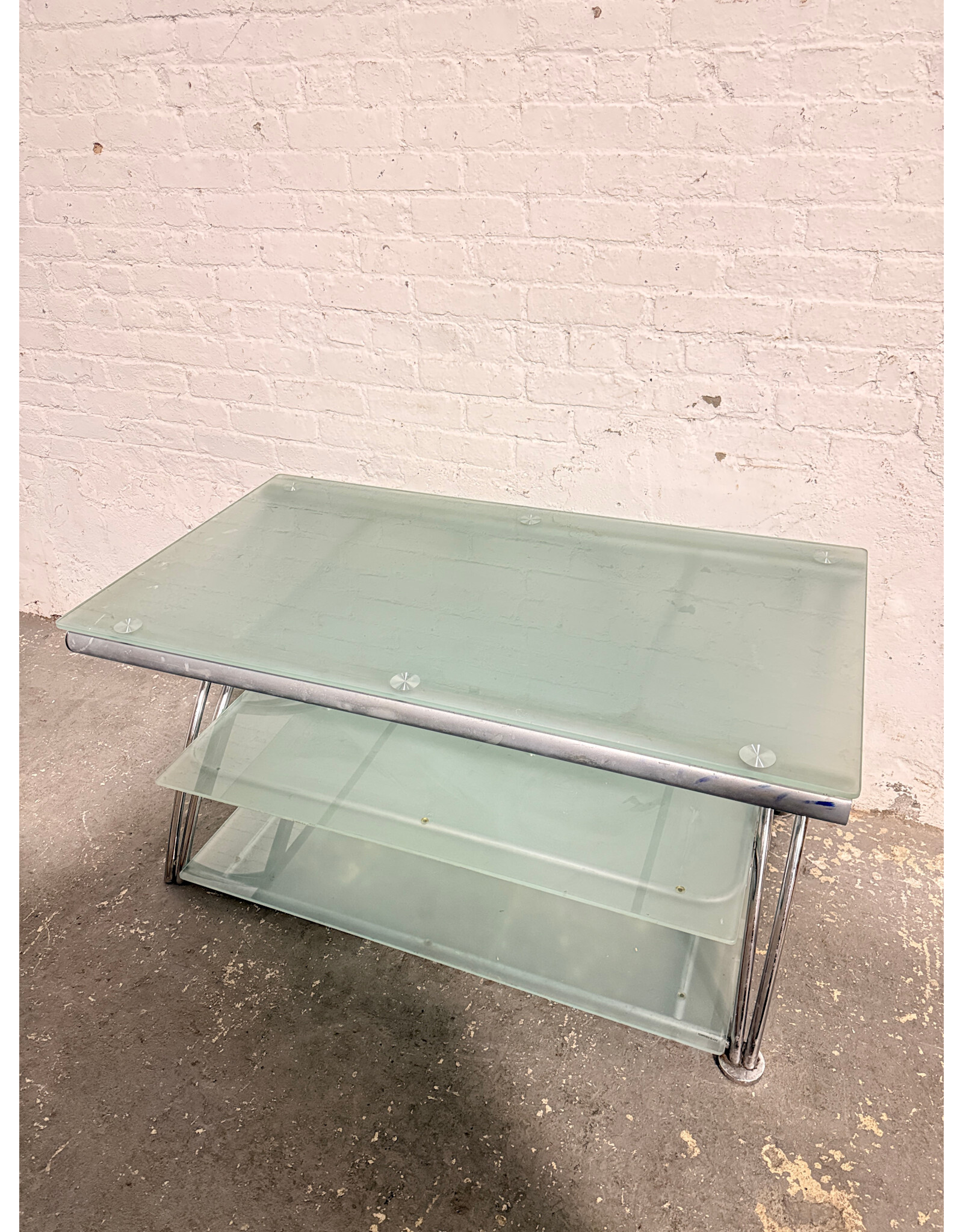 3-Tier Frosted Glass and Chrome TV Stand