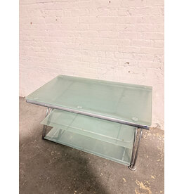 3-Tier Frosted Glass and Chrome TV Stand