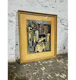 Hello Barkeep, framed mixed media, sgnd M. Ross, 1950