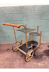 Lacy Gold Plated & Black Glass Serving Trolley Tea Cart