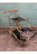 Lacy Gold Plated & Black Glass Serving Trolley Tea Cart