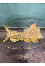 Gold Floral Vintage Hollywood Regency Style Glass Coffee Table