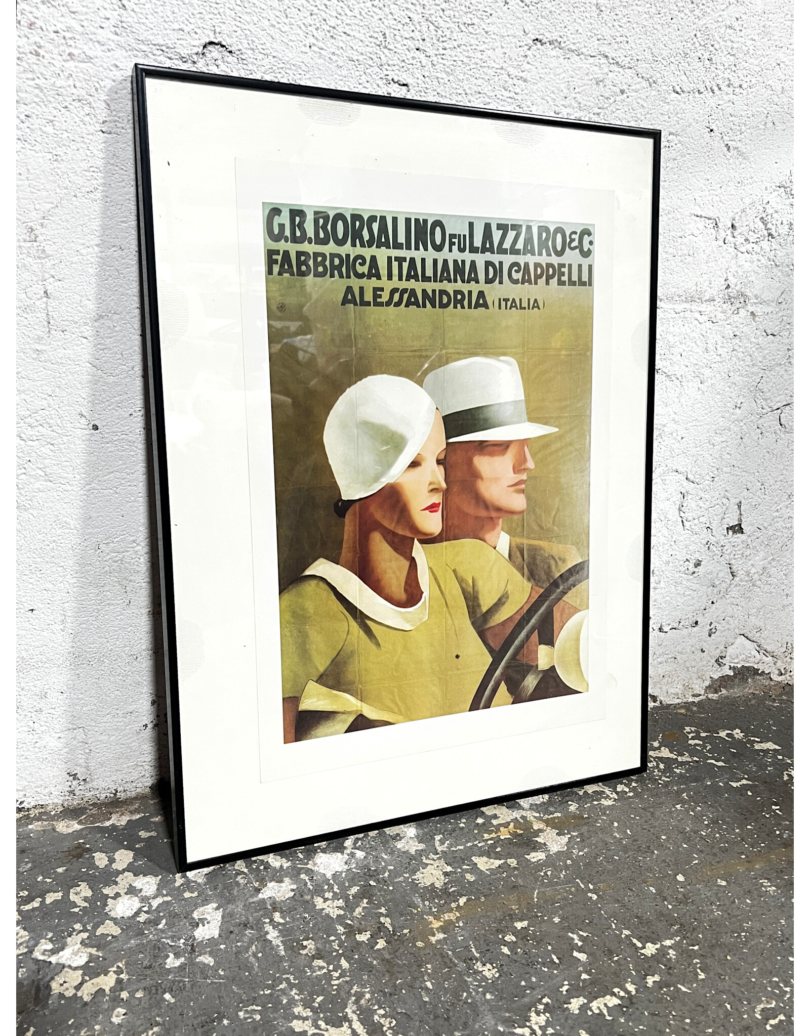 Framed Vintage Style Borsalino Hat Print