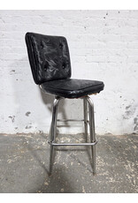 Vintage Shelby Dinettes Black Upholstered Swivel Bar Stool