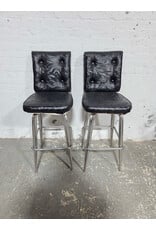 Vintage Shelby Dinettes Black Upholstered Swivel Bar Stool
