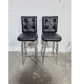 Vintage Shelby Dinettes Black Upholstered Swivel Bar Stool