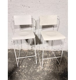 White Metal and Wood Counter Stool