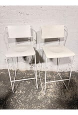 White Metal and Wood Counter Stool
