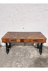 Vintage Wooden Parquet Top Desk