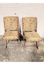 Upholstered Floral Fabric Folding Chair