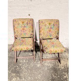 Upholstered Floral Fabric Folding Chair