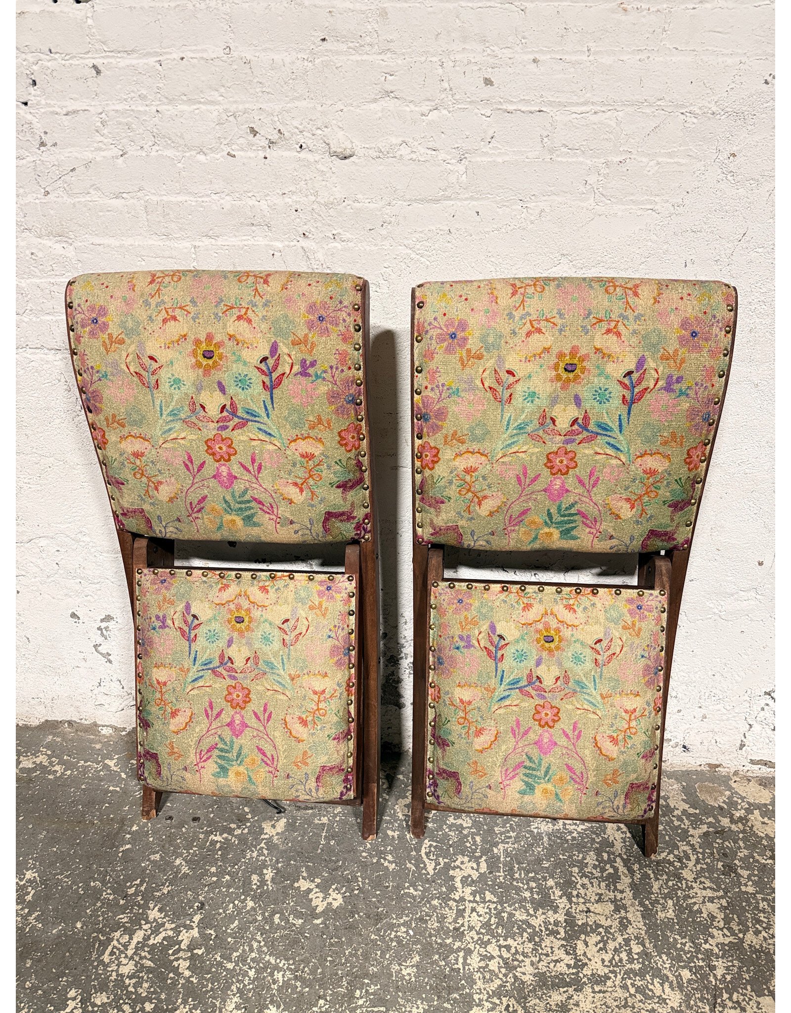 Upholstered Floral Fabric Folding Chair