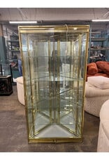 Brass and Glass Corner Display Cabinet