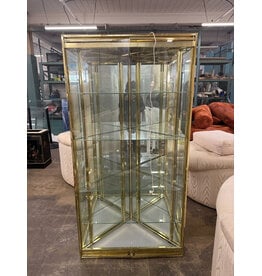 Brass and Glass Corner Display Cabinet
