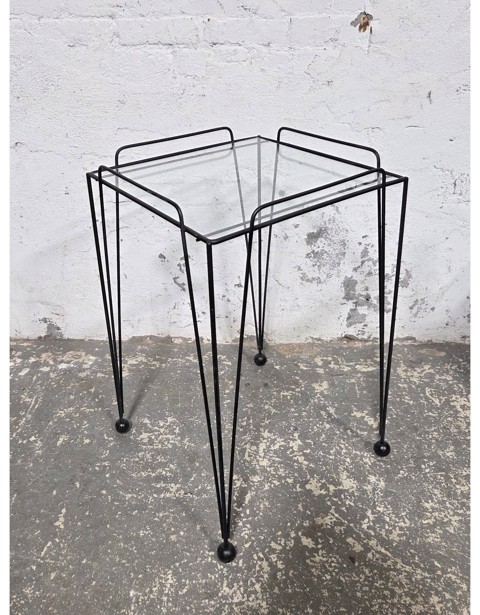 Glass Top with Metal Frame Side Table