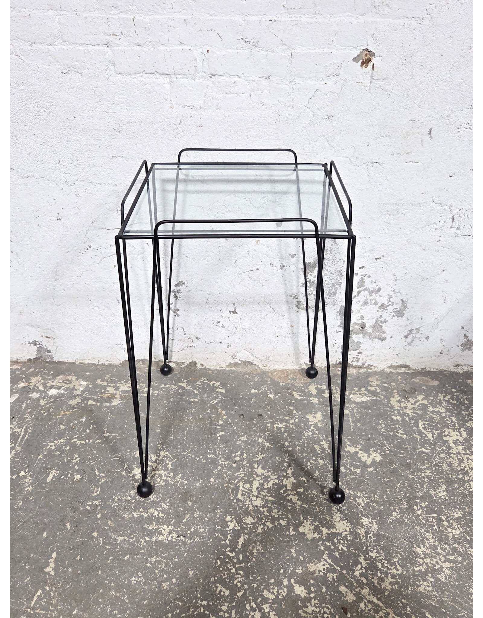 Glass Top with Metal Frame Side Table