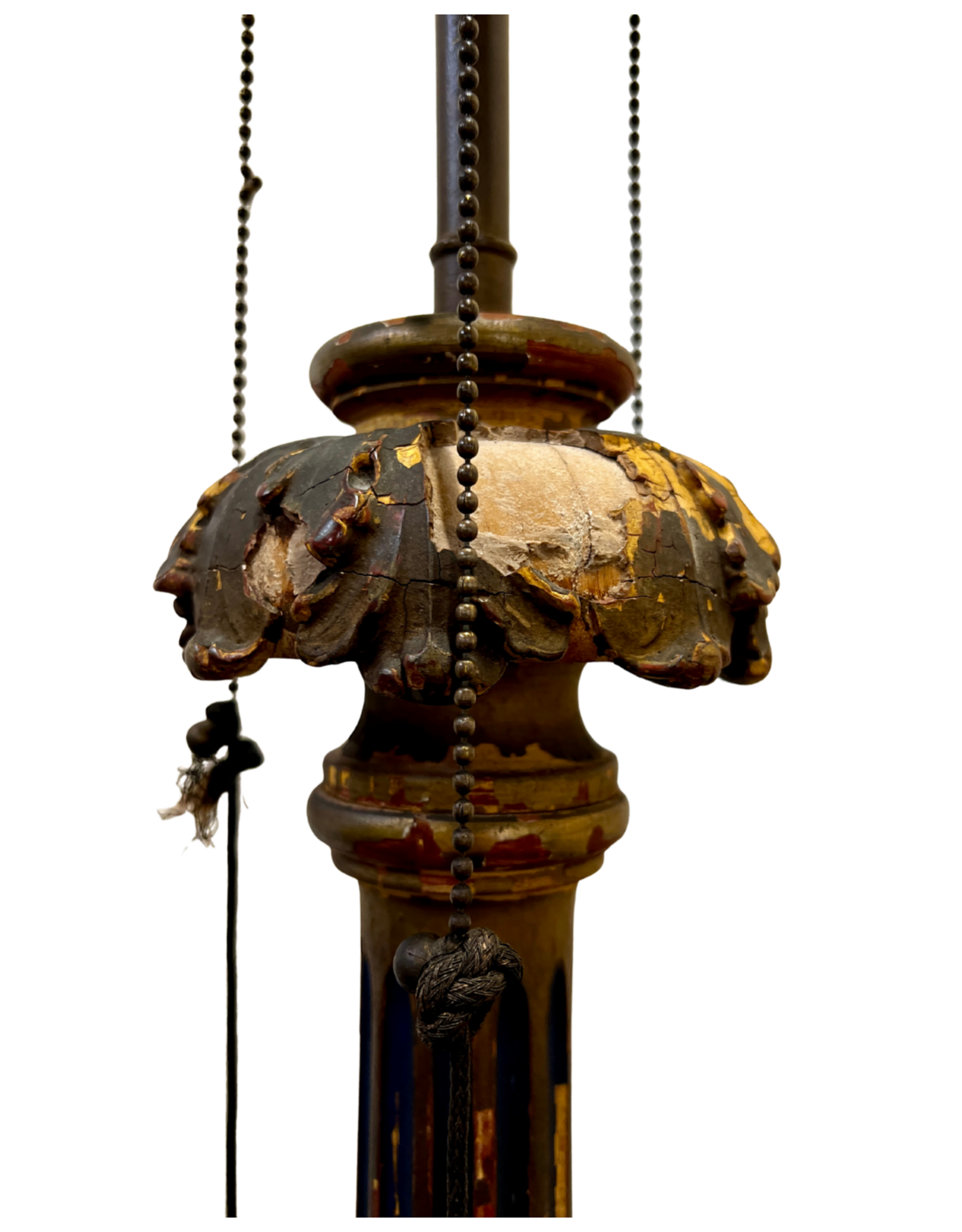 Art Deco / Spanish Revival Polychromed Carved Floor Lamp