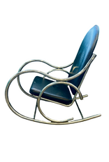 MCM Milo Baughman Style Bent Chrome and Vinyl Rocking Chair