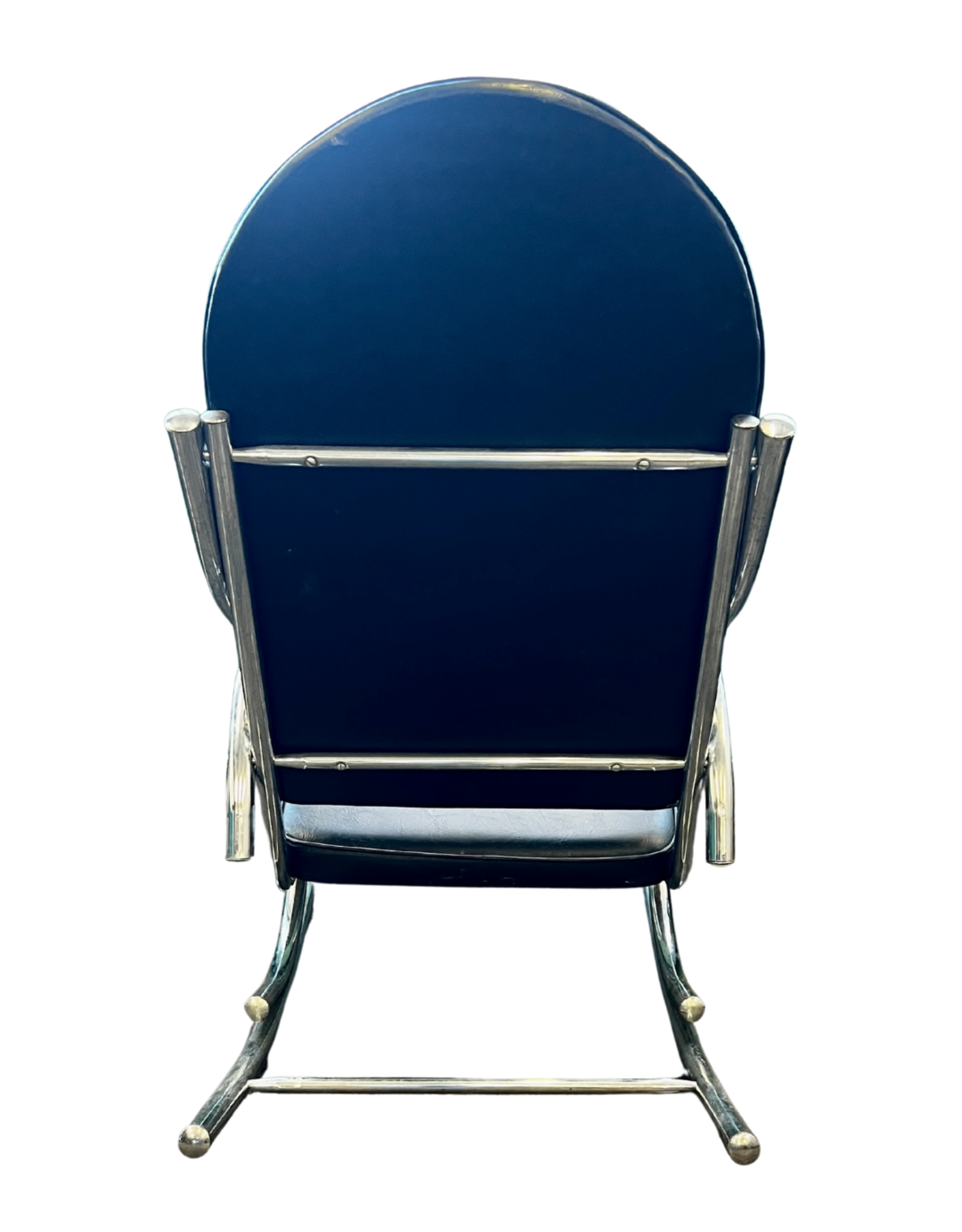 MCM Milo Baughman Style Bent Chrome and Vinyl Rocking Chair