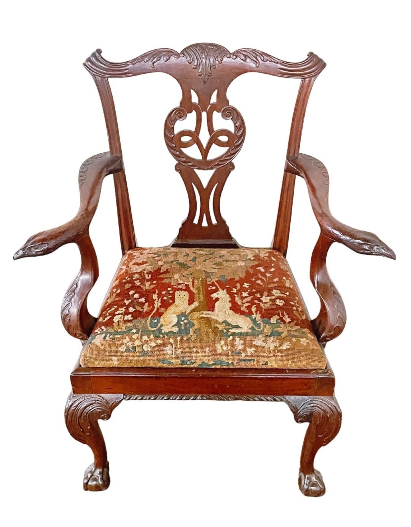 Antique George III Armchair with Needlepoint Seat