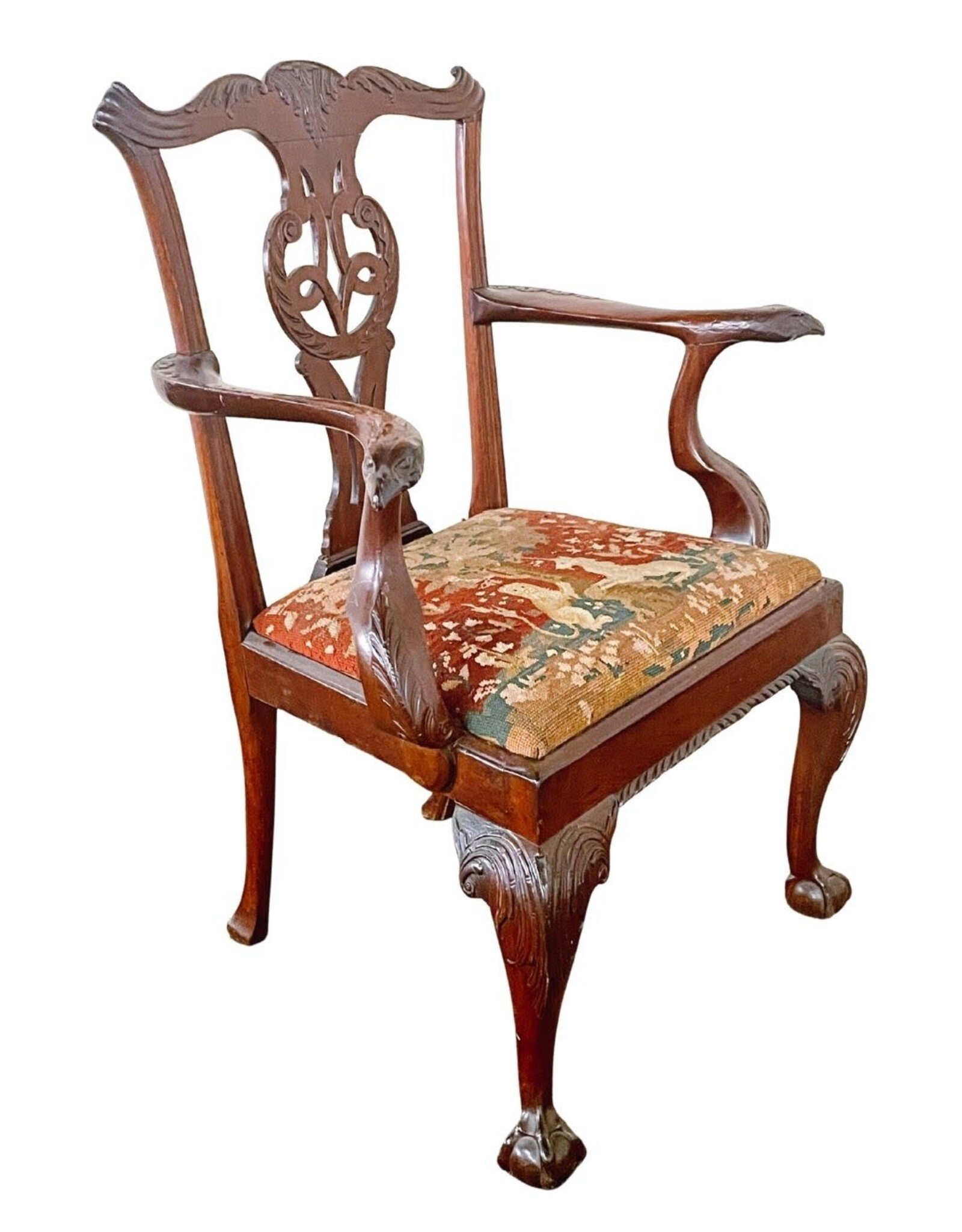 Antique George III Armchair with Needlepoint Seat