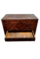 Arts and Crafts Carved Oak Chest with Drawer