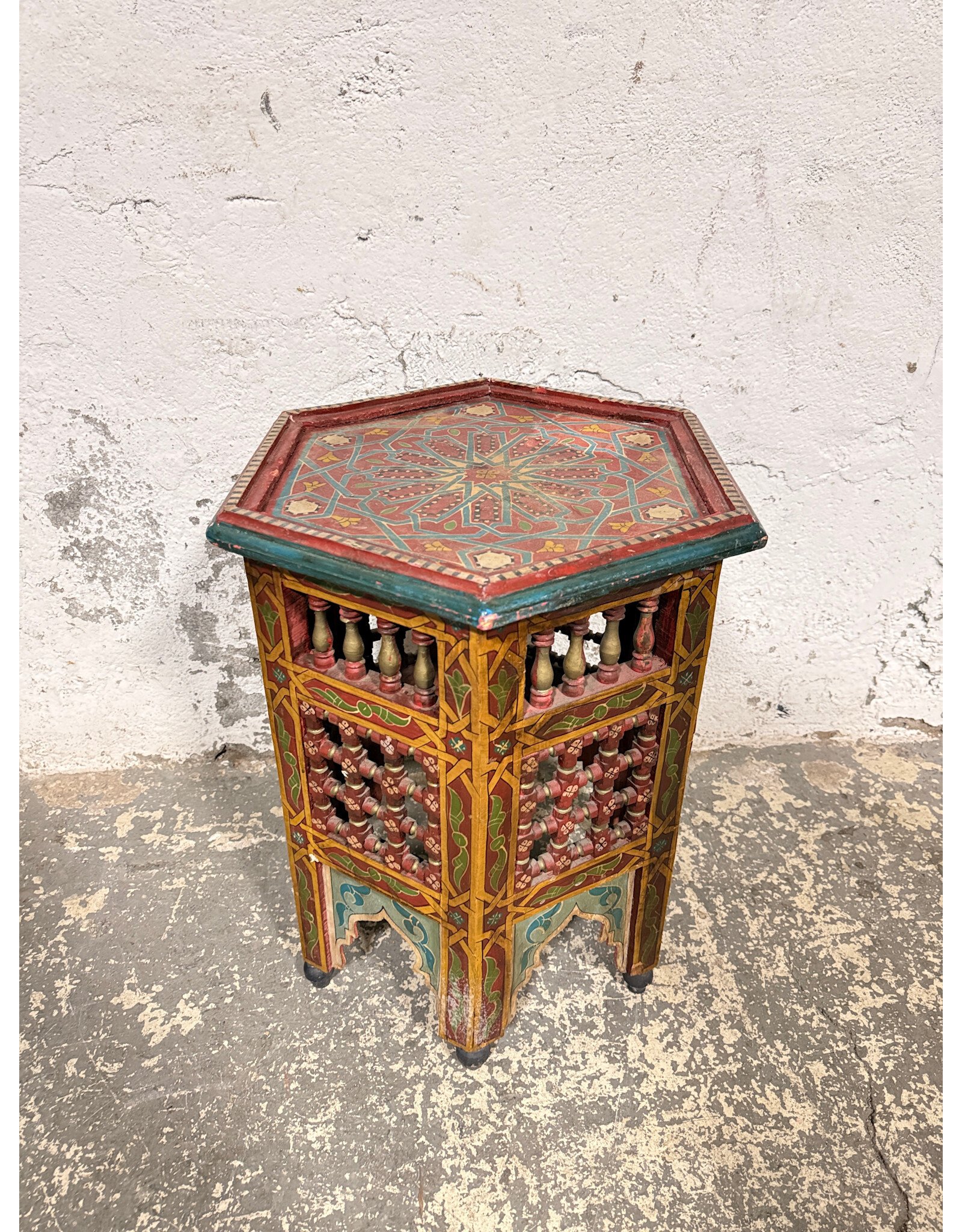 Hexagonal Moroccan Side Table, Colorful