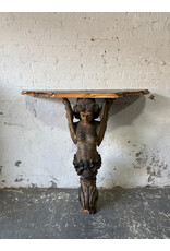 Antique Carved Wooden Angel Console Table