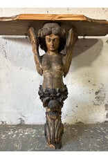 Antique Carved Wooden Angel Console Table